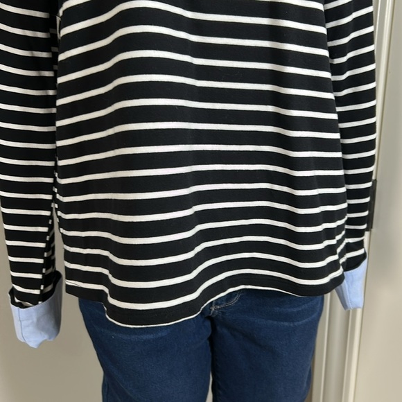Evereve English Factory Breton Tee Stripe Ruffle Top Women Fold Over Cuff XL NEW - Picture 4 of 10